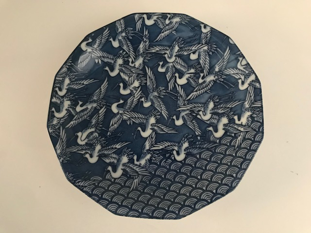 Vintage Cobalt Dodecagon Takahashi Plate with Cranes - Japan in Arts & Collectibles in Markham / York Region - Image 2