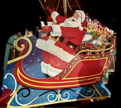 Antique Vintage Santa Sleigh Cardboard Store Display Ritz 6’x5’, View more