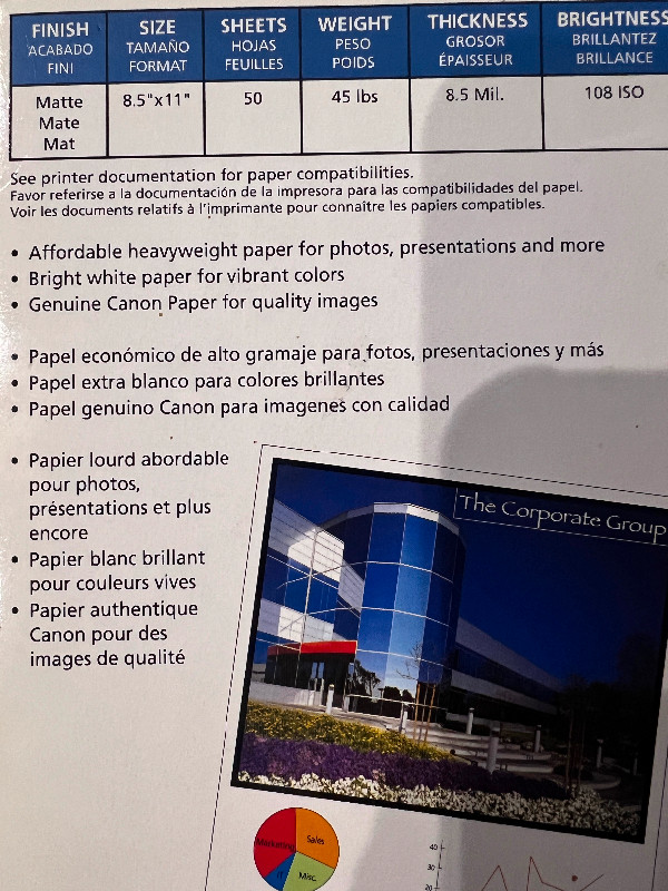 Canon Matte Photo Paper in Printers, Scanners & Fax in Oshawa / Durham Region - Image 2