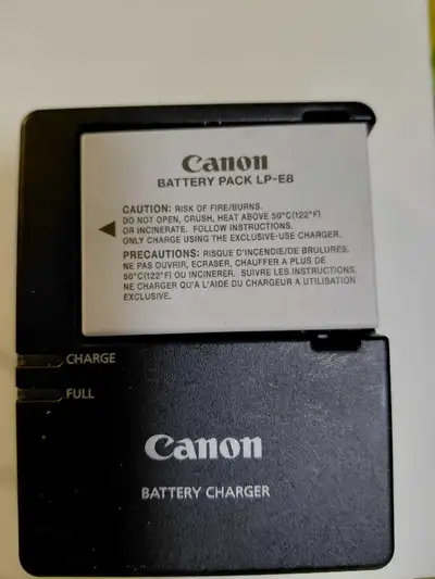 Canon Battery and  Charger LC-E8E, View more