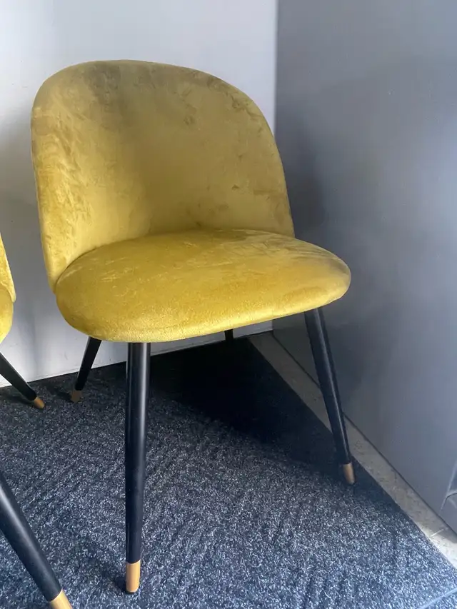 2 NEW Yellow Velvet Dining Chairs    in Chairs & Recliners in London - Image 4