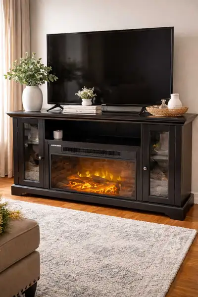 Meuble pour télé avec foyer électrique, View more