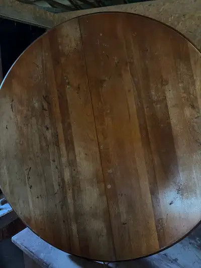 Round Wood Dining Table with Leaf, View more