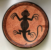 Handcrafted Mexican Clay Lizard Gecko Bowl Folk Art Dish