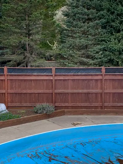 Cedar fence sections - Boards are stained, View more