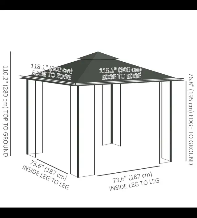 Outdoor Gazebo 10x10 | Brand New | Grey | Double Roof + Curtains in Patio & Garden Furniture in City of Toronto - Image 4