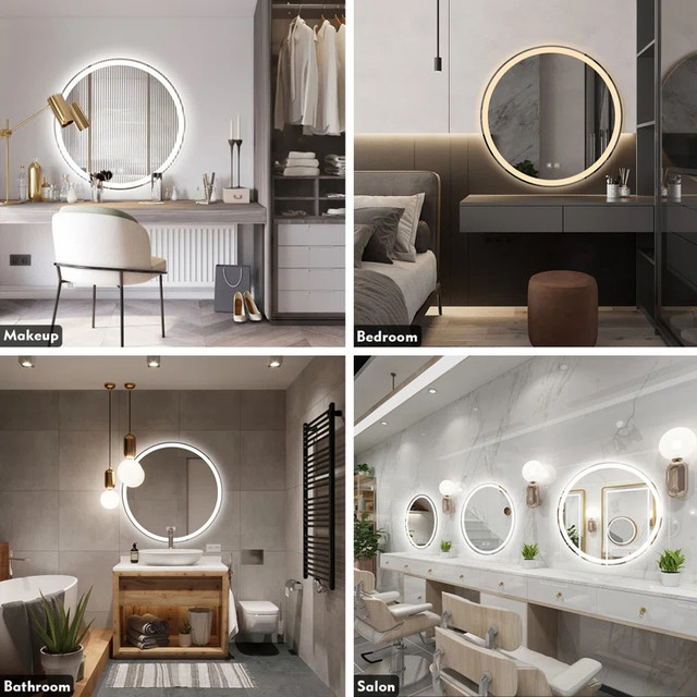 Cheire 32-inch Round LED Bathroom Vanity Mirror Frameless BNIB in Home Décor & Accents in Oshawa / Durham Region - Image 2