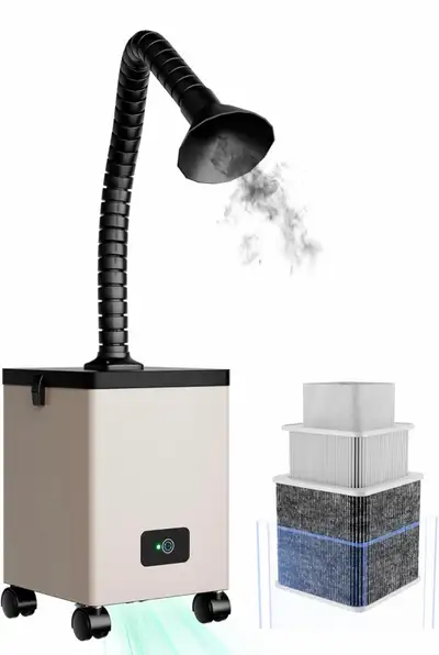 OMTech XF-180 Fume Extractor with 3 Stage Air Filter, Wheeled Smoke Absorber and Purifier, 80W Air P...