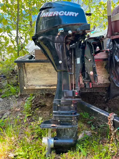 9.9 long shaft Mercury 4 stroke. Hydraulics for power trim and steering, throttle cables and shifter...