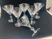 10 coupes verres martini cinzano vintage cristal "pinwheel"