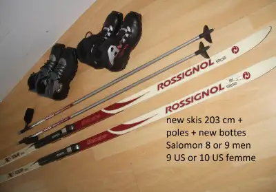 ski de fond ROSSIGNOL 203 cm + bottes 8-9-10 US fem/ 8-9 US men, View more