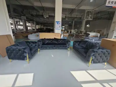 Black Chesterfield Velvet Sofa Set, Brand New, Delivery Included, View more
