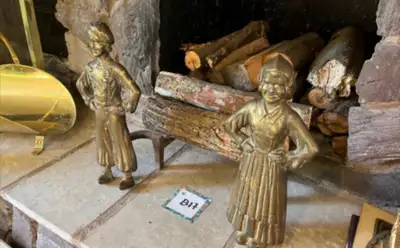 Antique Sheffield Dutch Girl and Boy Fireplace Andirons, View more