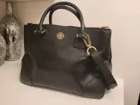 Tory Burch black leather big purse sacoche en cuir noir hand bag