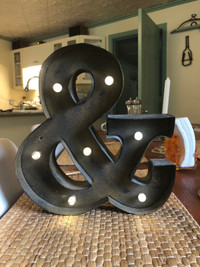 Vintage Marquee Sign With Lights Ampersand Symbol