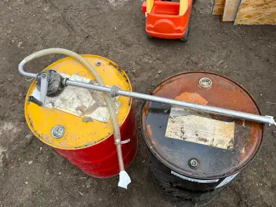 2 steel drums and a manual pump. Drums last used for Diesel. Asking $20/each for the barrels and $40...