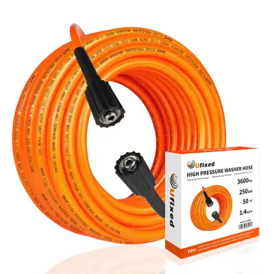 Brand new. Open box. Colour orange ✅ 【High Quality Material】This high pressure hose measures 50ft in...