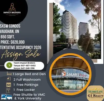 Vaughan Condo Assignment | LONG CLOSING Key Highlights: Proximity to York University: Ideal for stud...