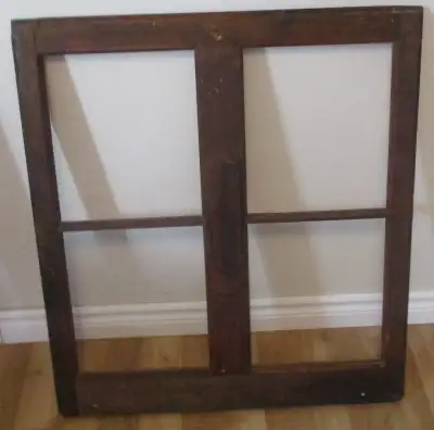 Vintage Old Farmhouse Rustic Wood Window Panel Frame, View more
