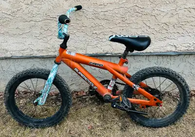 All-terrain tread tires, quick-adjust seat, thick aluminum frame, single speed, foot-brake, comes wi...