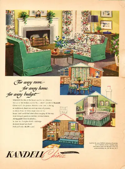 Large 1947 full-page ad for Kandell Chintz, View more