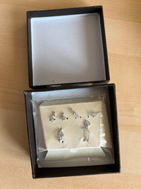 Stunning Diamond Silver 3 Set Earrings