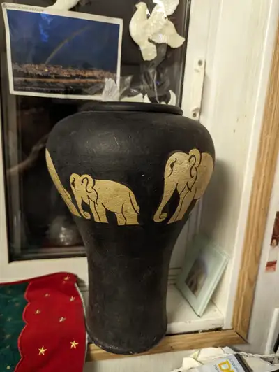 LIKE NEW ELEPHANT VASE.  18" TALL, View more