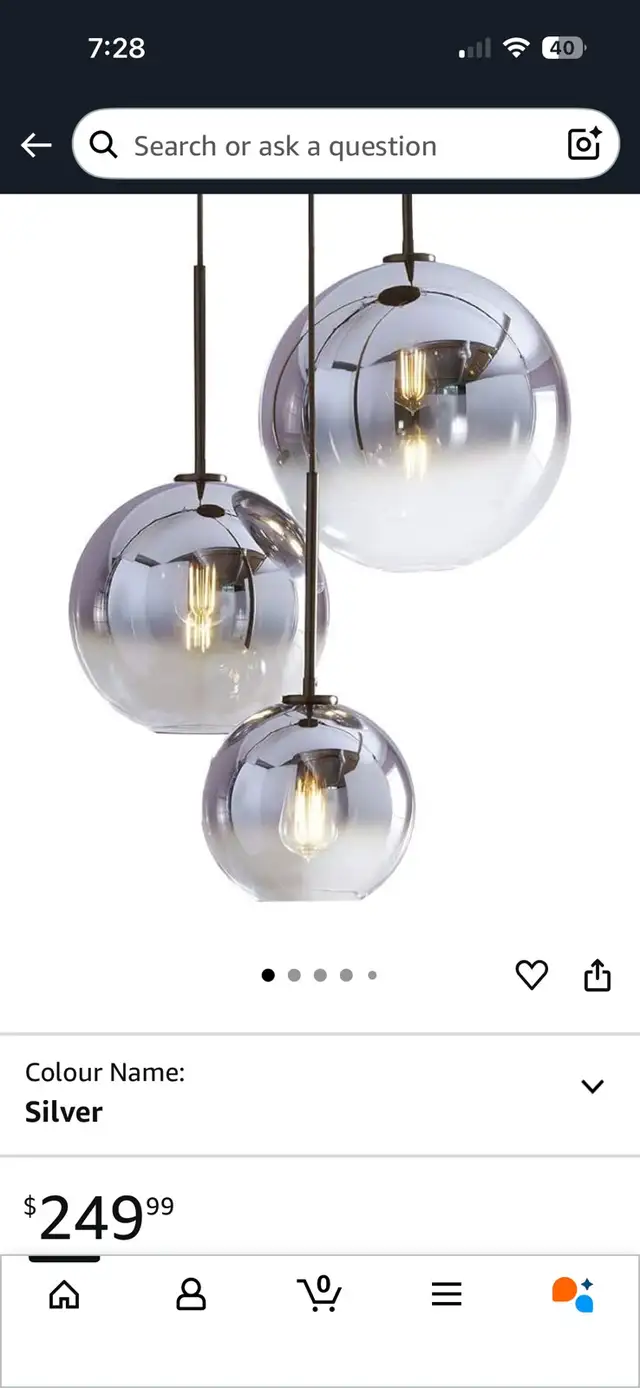 Silver Pendant Light in Indoor Lighting & Fans in Mississauga / Peel Region - Image 2