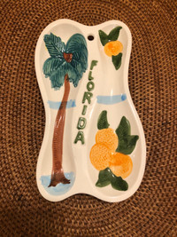 MCM Ceramic Spoon Rest With Oranges, Palm Tree & Florida Motif