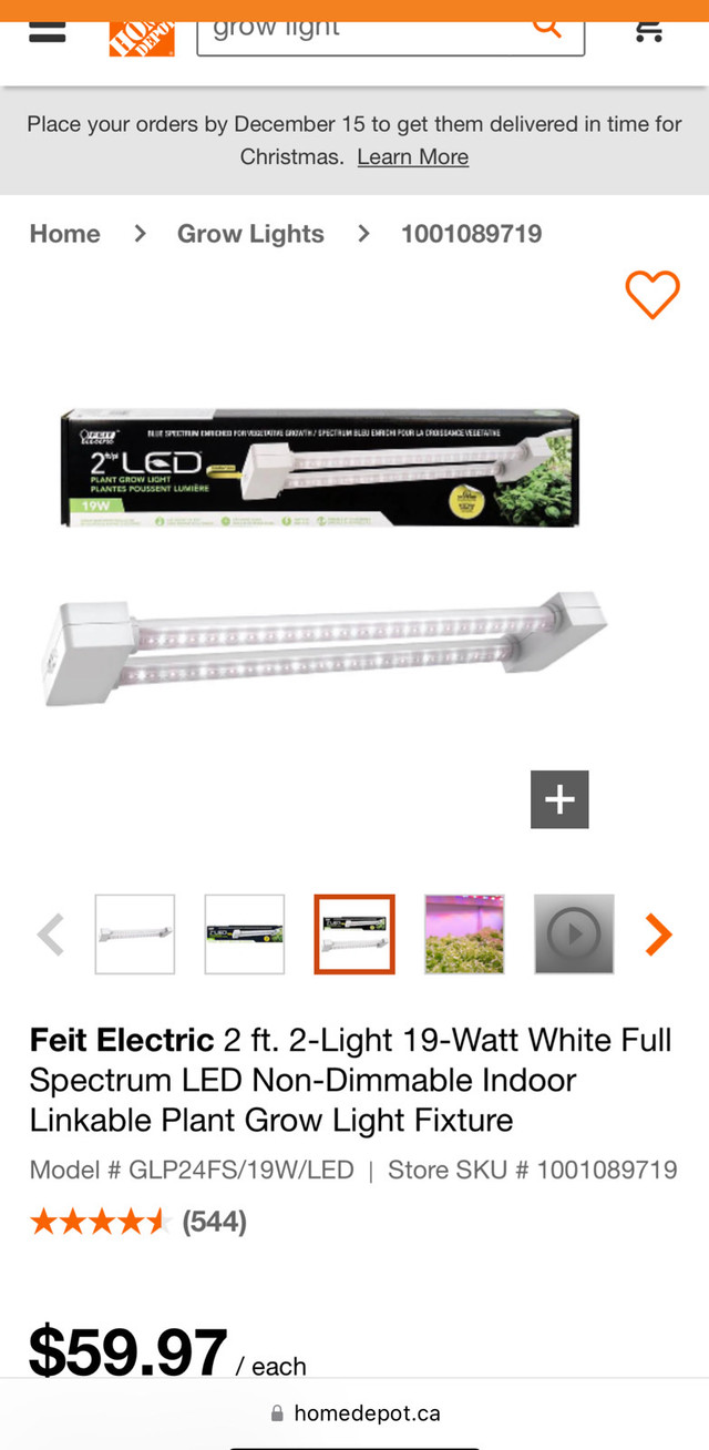 Feit Electric 2 ft. 2-Light 19-Watt White Full Spectrum LED Link in Plants, Fertilizer & Soil in Oshawa / Durham Region - Image 2