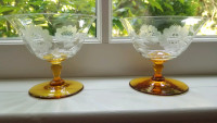 2 W. Hughes Amber Cornflower glasses