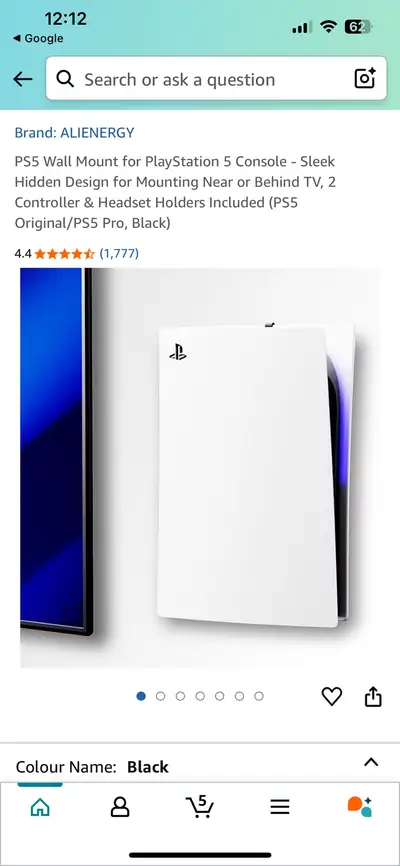 ALIENERGY PS5 Wall Mount Black, View more