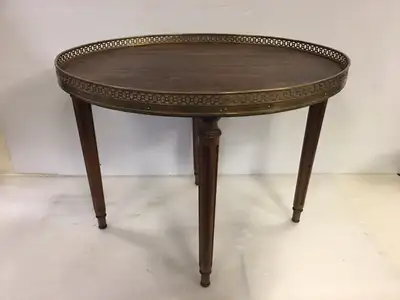 French Side Table w/Pierced Brass Railing, View more