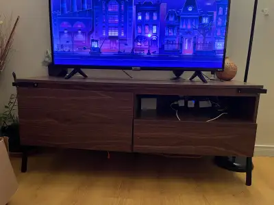 Meuble TV Style Mid-Century Modern - Noyer et Métal, View more