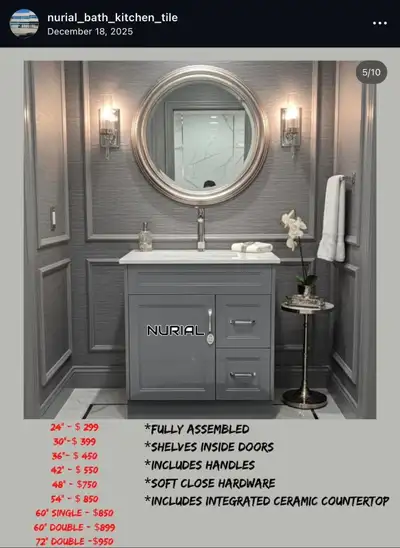 Bathroom vanities Porcelain tiles solid wood kitchen cabinets , View more
