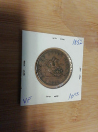 1852 upper Canada one half penny VF token