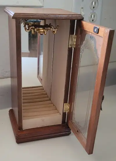 Vintage Wooden Jewelry Box for Necklaces & Rings, View more