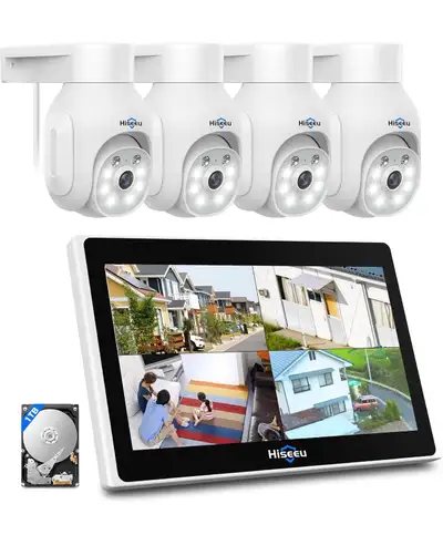 Hiseeu Wireless Security Camera System, 4-Camera Bullet Kit, View more