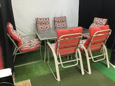Table aluminum and 6 chairs, View more