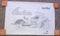 1945 Indian Motorcycle Detail Drawing Poster J. Paco Hernandez
