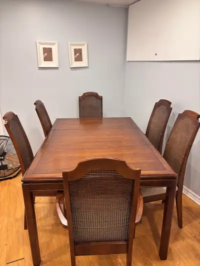 Extendable wooden dining table for 4 or 6 chairs., View more