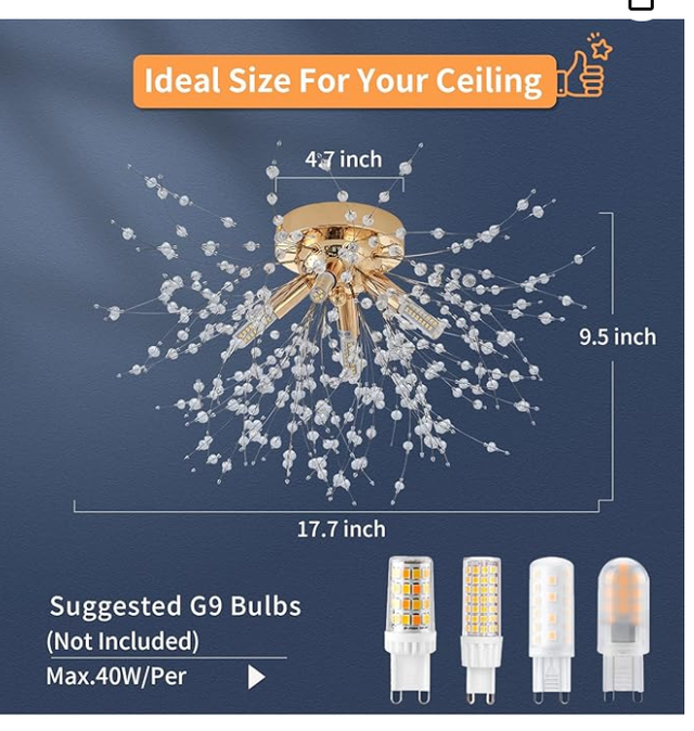 New Modern Small Crystal Ceiling Light Fixture, 4-Light in Indoor Lighting & Fans in Markham / York Region - Image 3