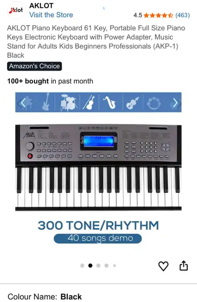 AKLOT Piano Keyboard 61 Key, Portable Full Size Piano electric, View more