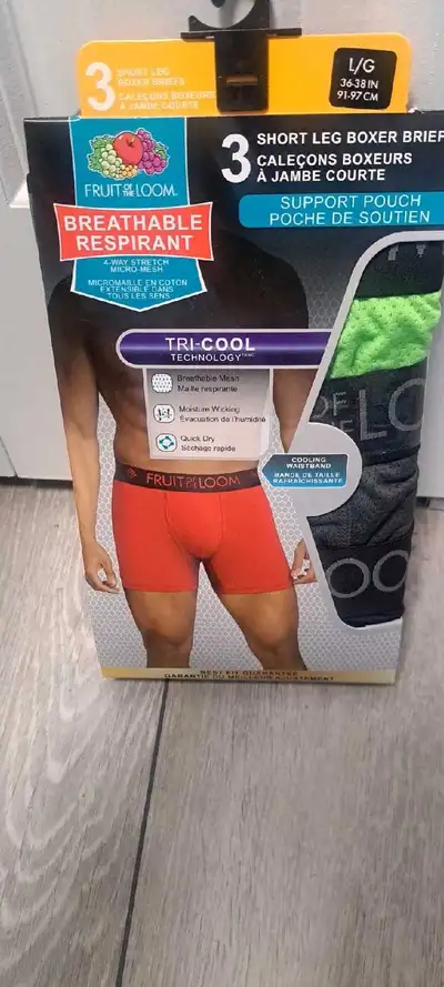 Brand New Fruit of the Loom 3 pairs short leg Boxer Briefs;, View more