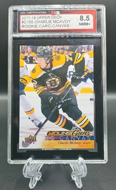 2017-18 Charlie McAvoy UD Young Guns Canvas Graded KSA 8.5 #C105, View more