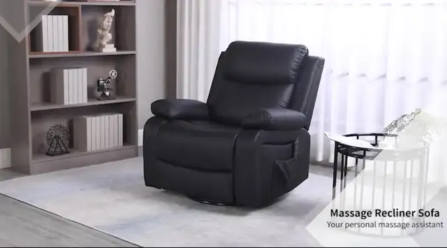 PU Leather Reclining Chair with Vibration Massage Recliner in Chairs & Recliners in Markham / York Region - Image 2