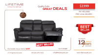 Genuine Top Grain leather reclining sofa