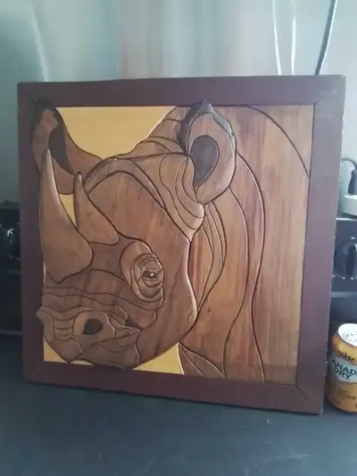 Rhino Wood Intarsia Wall Art, View more