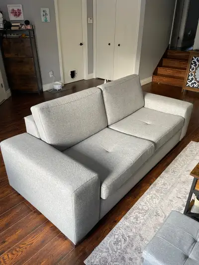 Divan lit gris confortable avec vrai matelas, View more