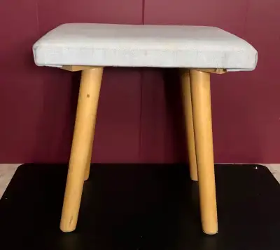 Rectangular Vanity Stool/Otterman with wooden Legs, View more